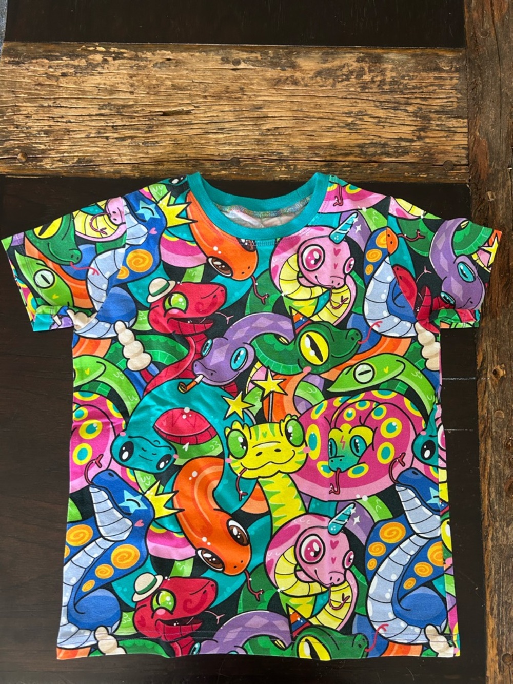 2 Bespoke Multicolor Snake Print Kids Tee (6-7 years)
